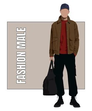 Stylish man in flat style vector illustration. A guy in fashionable clothes on Stock Illustration