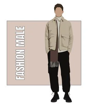 Stylish man in flat style vector illustration. A guy in fashionable clothes on Stock Illustration