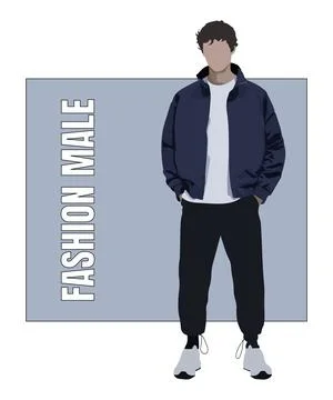 Stylish man in flat style vector illustration. A guy in fashionable clothes on Stock Illustration