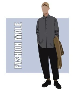 Stylish man in flat style vector illustration. A guy in fashionable clothes on Stock Illustration