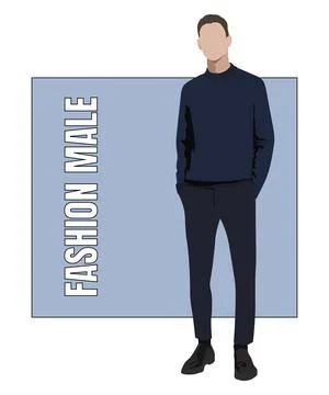 Stylish man in flat style vector illustration. A guy in fashionable clothes on Stock Illustration