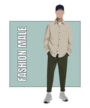 Stylish man in flat style vector illustration. A guy in fashionable clothes on Stock Illustration