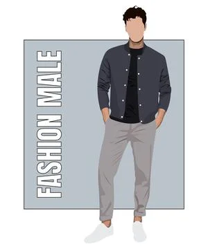 Stylish man in flat style vector illustration. A guy in fashionable clothes on Stock Illustration