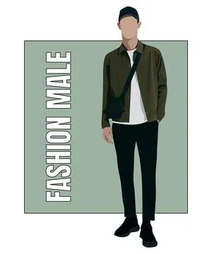 Stylish man in flat style vector illustration. A guy in fashionable clothes on Stock Illustration