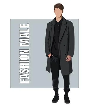 Stylish man in flat style vector illustration. A guy in fashionable clothes on Stock Illustration