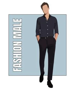Stylish man in flat style vector illustration. A guy in fashionable clothes on Stock Illustration