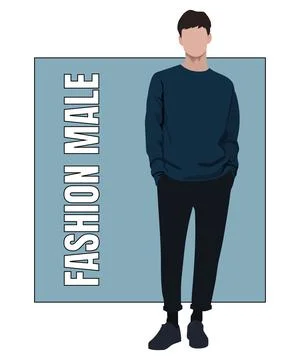 Stylish man in flat style vector illustration. A guy in fashionable clothes on Stock Illustration