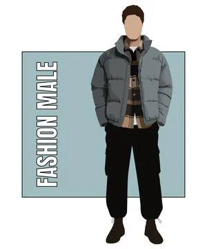 Stylish man in flat style vector illustration. A guy in fashionable clothes on Stock Illustration
