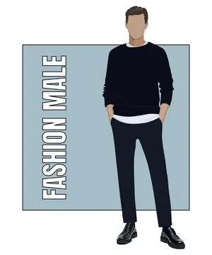 Stylish man in flat style vector illustration. A guy in fashionable clothes on Stock Illustration