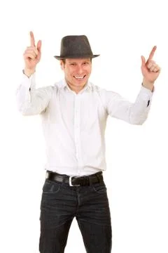 Stylish man in gray hat Stock Photos
