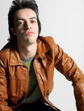 Stylish Man In Leather Jacket Stock Photos