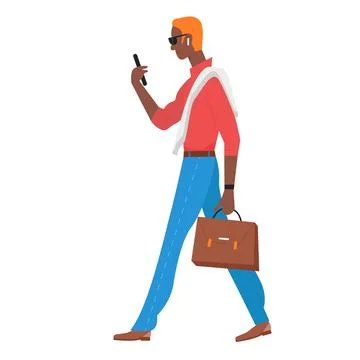 Stylish man looking on phone Stock Illustration