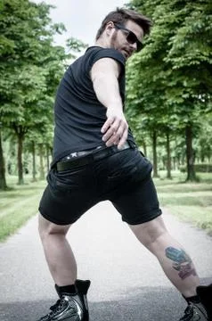 Stylish man in the park Stock Photos