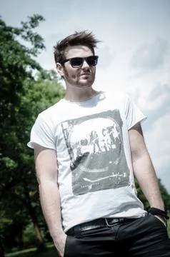 Stylish man in the park Stock Photos
