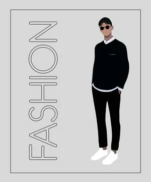 Stylish man. Stylish guy on an interesting gray background with the inscription Stock Illustration