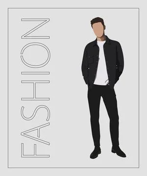 Stylish man. Stylish guy on an interesting gray background with the inscription Stock Illustration