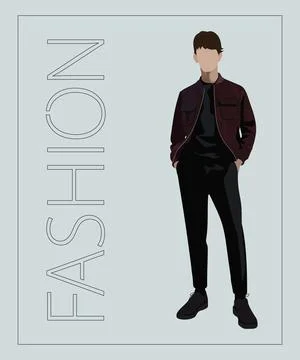 Stylish man. Stylish guy on an interesting gray background with the inscription Stock Illustration
