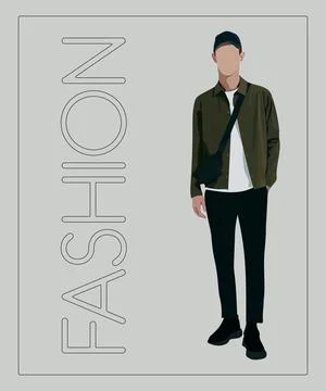 Stylish man. Stylish guy on an interesting gray background with the inscription Stock Illustration