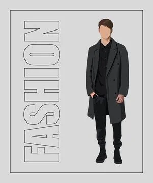 Stylish man. Stylish guy on an interesting gray background with the inscription Stock Illustration