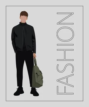 Stylish man. Stylish guy on an interesting gray background with the inscription Stock Illustration