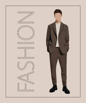 Stylish man. Stylish guy on an interesting gray background with the inscription Stock Illustration