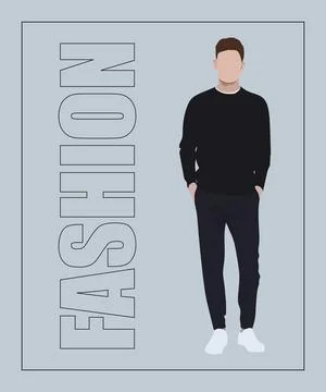 Stylish man. Stylish guy on an interesting gray background with the inscription Stock Illustration