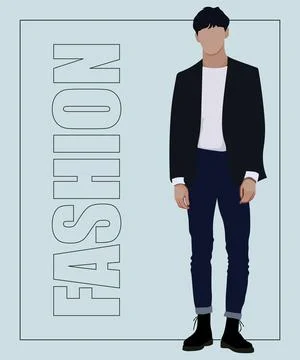 Stylish man. Stylish guy on an interesting gray background with the inscription Stock Illustration