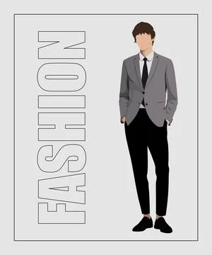 Stylish man. Stylish guy on an interesting gray background with the inscription Stock Illustration