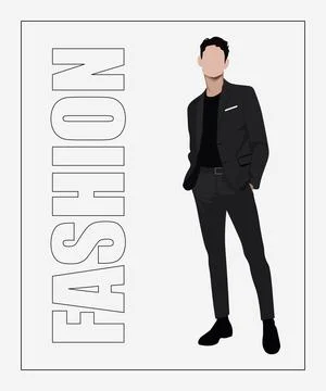 Stylish man. Stylish guy on an interesting gray background with the inscription Stock Illustration