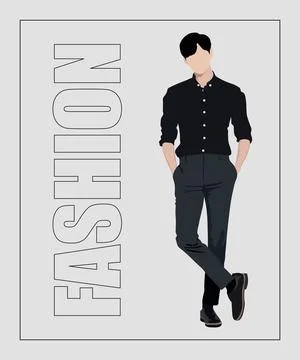 Stylish man. Stylish guy on an interesting gray background with the inscription Stock Illustration