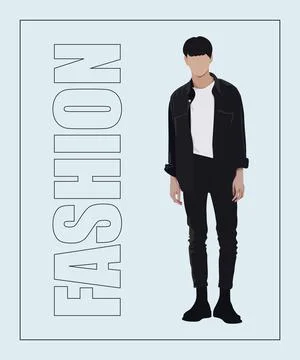 Stylish man. Stylish guy on an interesting gray background with the inscription Stock Illustration