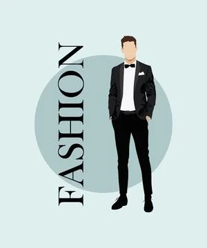 Stylish man. Stylish guy on an interesting gray background with the inscription Stock Illustration