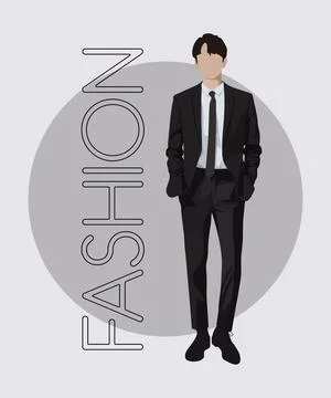 Stylish man. Stylish guy on an interesting gray background with the inscription Illustrazione stock