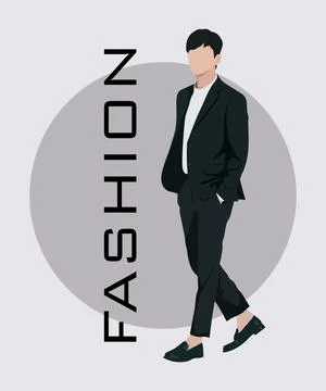 Stylish man. Stylish guy on an interesting gray background with the inscription Stock Illustration