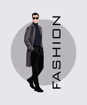 Stylish man. Stylish guy on an interesting gray background with the inscription Stock Illustration