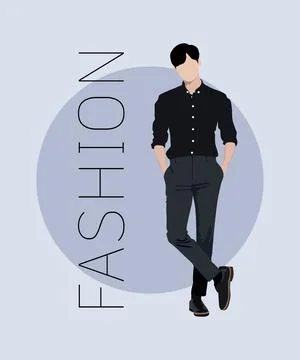 Stylish man. Stylish guy on an interesting gray background with the inscription Stock Illustration