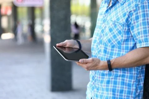 Stylish man with tablet Stock Photos