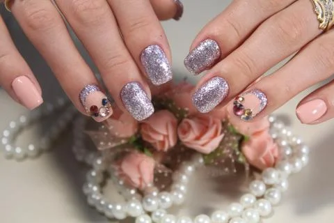 Stylish manicure design Stock Photos