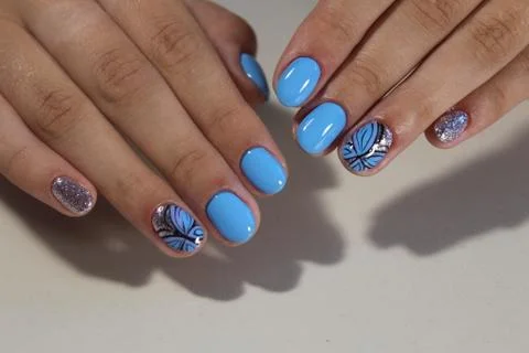 Stylish manicure design Stock Photos