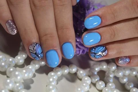 Stylish manicure design Stock Photos