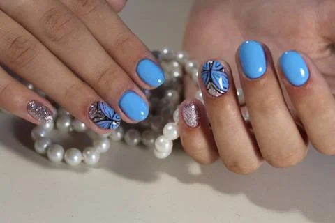 Stylish manicure design Stock Photos