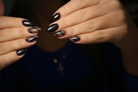 Stylish manicure nails Stock Photos