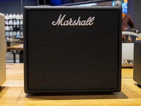 Stylish Marshall Bluetooth Speaker on Display in Store Stock Photos