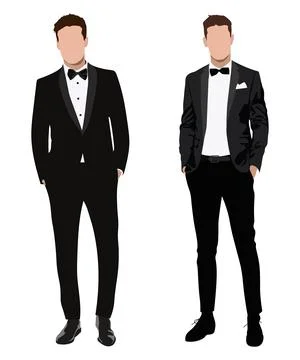 Stylish men in flat style and in business suits on a white background, vector Stock Illustration