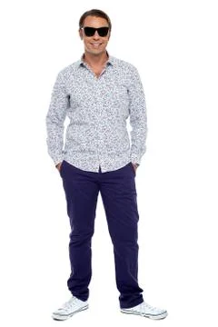 Stylish middle aged man posing in casuals Stock Photos