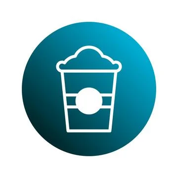 Stylish minimal drink icon showcasing a frothy beverage inside a blue circl.. Stock Illustration