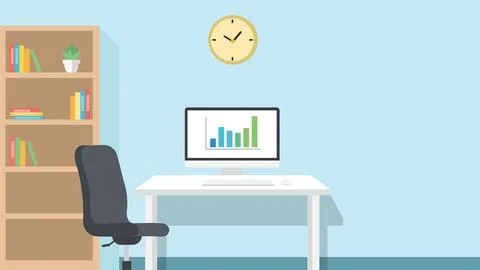 Stylish Minimal Office Corner Design Stock Illustration