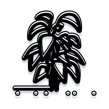 Stylish minimal palm tree rolling on skateboard Stock Illustration