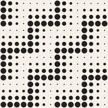 Stylish Minimalistic Halftone Grid. Vector Seamless Black and White Pattern Illustrazione stock