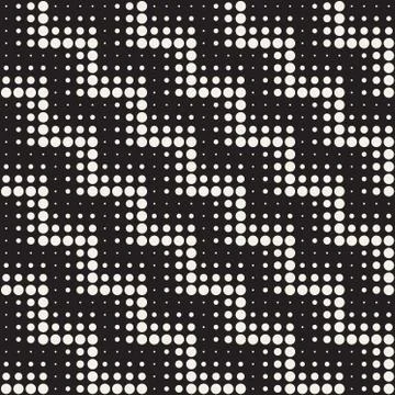 Stylish Minimalistic Halftone Grid. Vector Seamless Black and White Pattern Stock Illustration